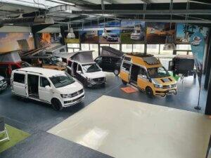 Blick von oben in unseren Camper Showroom