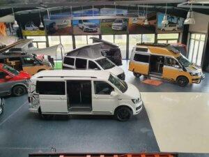 Blick von oben in unseren Camper Showroom